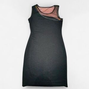 Black Bodycon Dress Sheer Mesh Detail Stretch Fitted Clubwear Boutique New